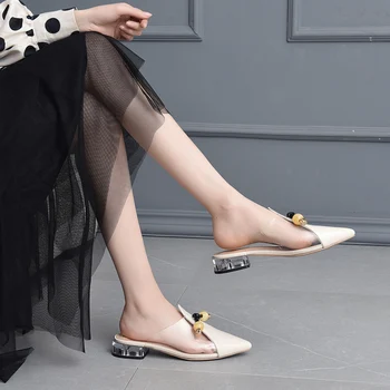 

2020 new high-heeled sandals and slippers ladies summer half drag pointed toe cap sandals fine heel sexy fashion wear Z699