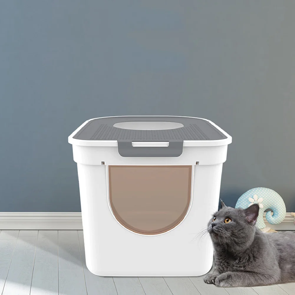 Hooded Cat Litter Box Dual Door Top Entry Front Entry 25L Extra Large Space Splash-Proof Large Covered Cats Litter Tray Toilet