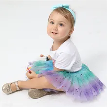 Детская ярусная юбка для девочек Радужная юбка-американка юбка с бантом танцевальная пачка из тюля юбки для девочек балетная юбка на осень