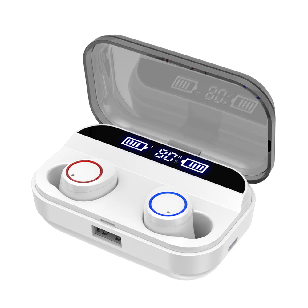TEBAURRY T-18S невидимые Bluetooth наушники 5,0 TWS мини беспроводные наушники стерео глубокий бас гарнитура с зарядным устройством Портативный - Цвет: TWS White