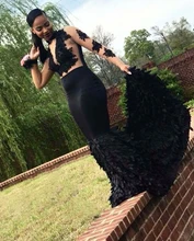 Elegant Black Mermaid 3D Leaf Prom Gown Long Sleeve African Formal Gala Dress Plus Size Graduation Evening Gowns robe de soiree Special Occasion Dresses Elegant Black Mermaid 3D Leaf Prom Gown Long Sleeve African Formal Gala Dress Plus Size Graduation Evening Gowns robe de soiree Special Occasion Dresses
