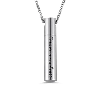 

Custom Engraved Cylindrical Urn Necklace Memorial Necklace For Ashes