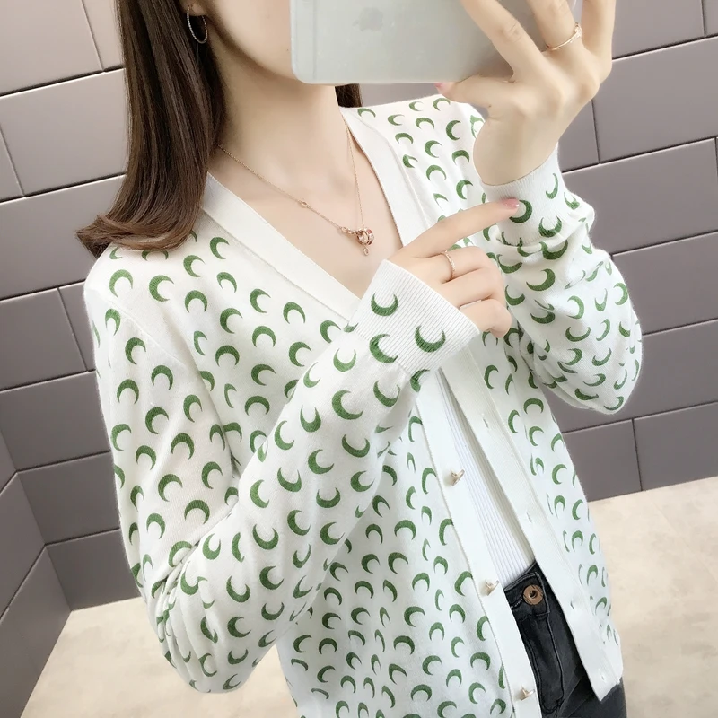 

New style in autumn and winter of 2019 - Moon printed knitted cardigan -0ag450