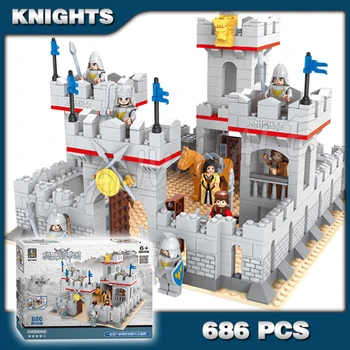 

686pcs New Knights King's Castle Gate Guard Kingdom 27906 Model Building Blocks Children Toys Kids Gifts Compatible With Lago