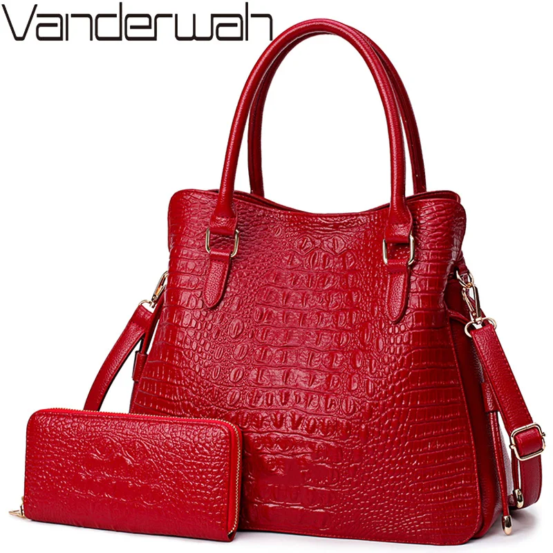 2 комплекта кошельков и сумок из крокодиловой кожи женские сумки на плечо