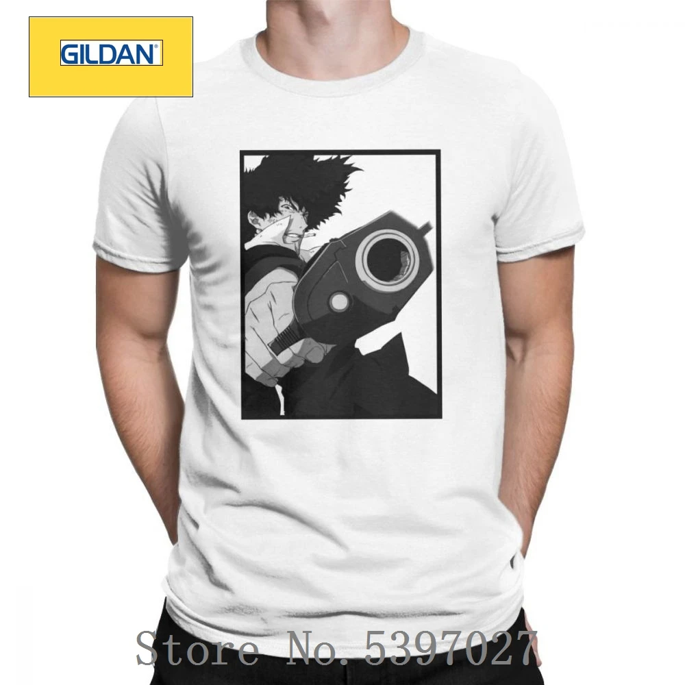 Short Sleeve Space Cowboy Bebop T-Shirts Men Pure Vintage T Shirt Anime Spike Japanese Manga Jet Faye Tee |