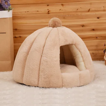 

Hot Pet Nest Is Super Soft Rabbit Hair Autumn and Winter Round Cat NestSemi-enclosed Pet Bed for Small Medium Dogs Cats Wo Pad