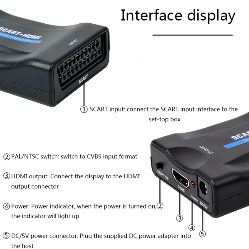  SCART A HDMI Audio E Video Converter Adattatore Per HD TV DVD Per Sky Box