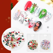Рождественский дизайн ногтей 3D украшения для ногтей дерево снежинка Лось УФ гель лак для маникюра DIY аксессуары для ногтей блестящие стразы для ногтей