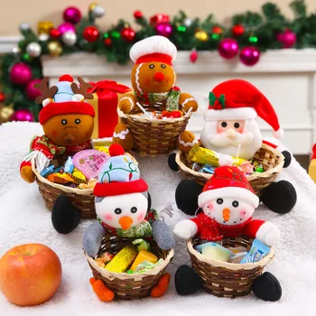 

Christmas Gift Skarbonka Candy Basket Holiday Storage Basket Apple Ornament Santa's Elk Snowman Storage Basket Household Tools