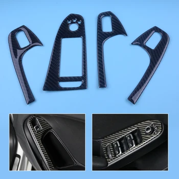 

4PCS Car Left Hand Drive Real Carbon Fiber Door Armrest Window Lift Control Switch Button Cover Trim for Audi A4 A5 Q5 S4 S5 SQ5