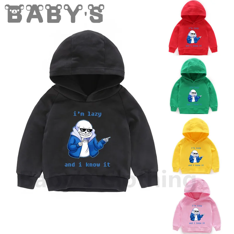 Детские толстовки с капюшоном детские принтом Undertale Sans пуловер для малышей топы