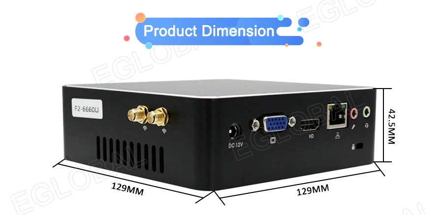 Eglobal Мини компьютер с DDR3L 8 Гб вентилятор LAN Мини ПК Intel Core i3-7167U 2,8 ГГц Настольный ПК VGA HD 6USB