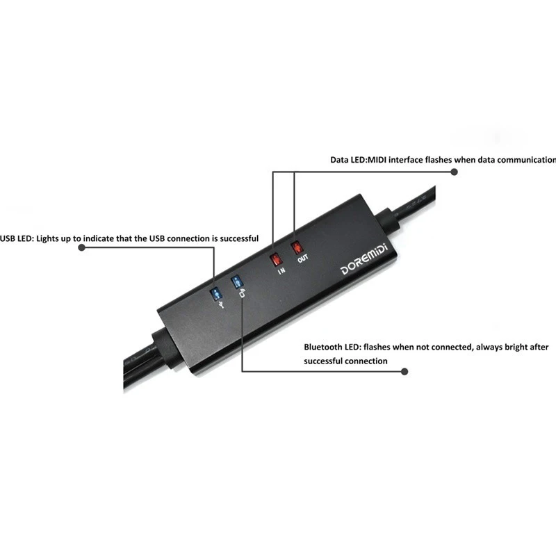 DOREMiDi Беспроводной Bluetooth USB к миди кабель для передачи данных конвертер MIDI адаптер