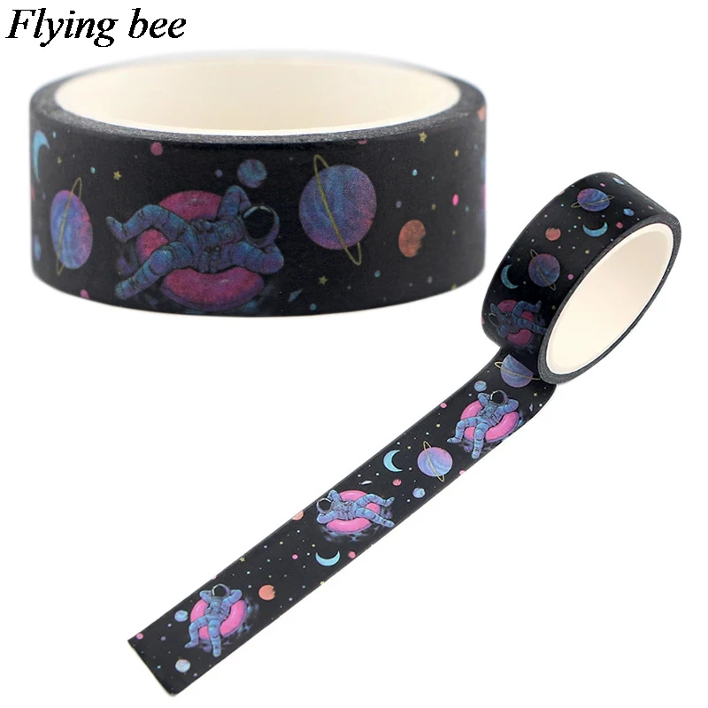 Flyingbee 15 мм X 5 м космическая креативная васи лента бумага DIY декоративная астронавт клейкая лента, Канцелярия маскировки Ленточные принадлежности X0550