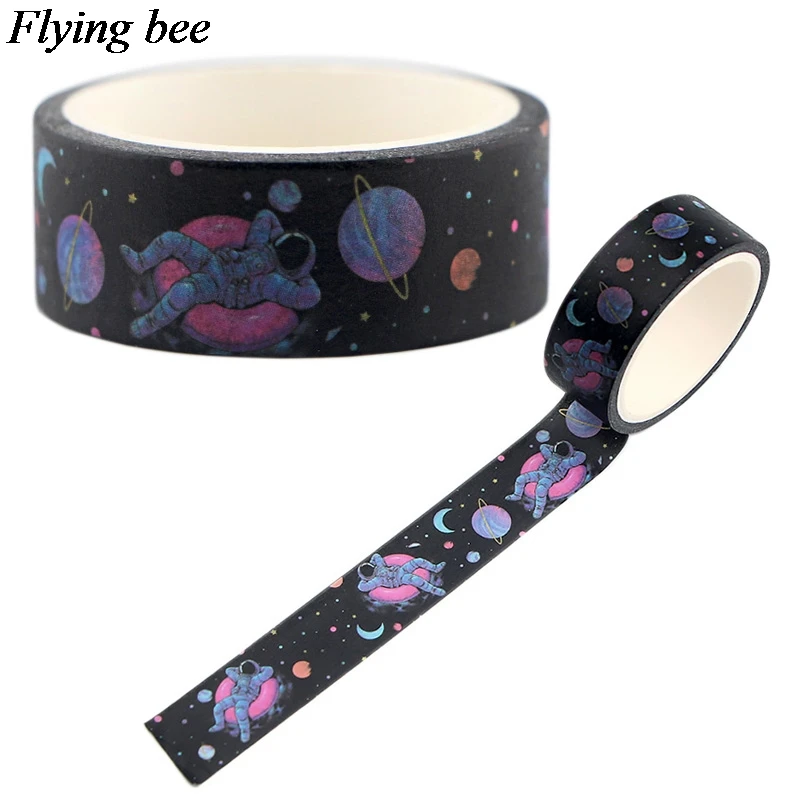 Бумажная декоративная скотч Flyingbee для творчества 15 мм х 5 м|Офисный скотч| |