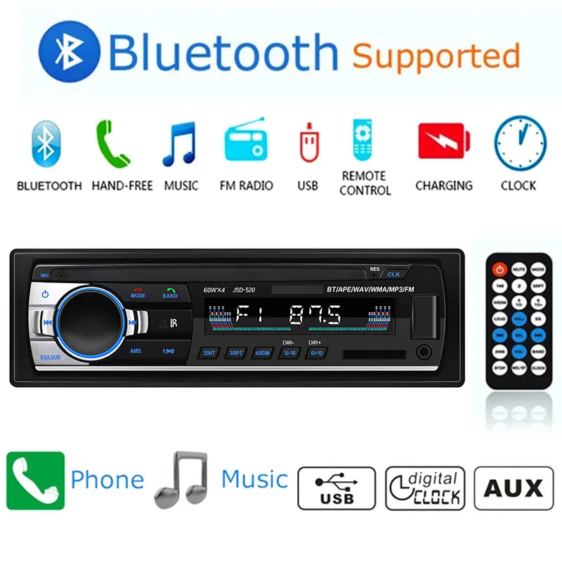 

Car Mp3 Radio Player Bluetooth for Fm Modulator TF Card AUX Recording/Copying Auto Music Player