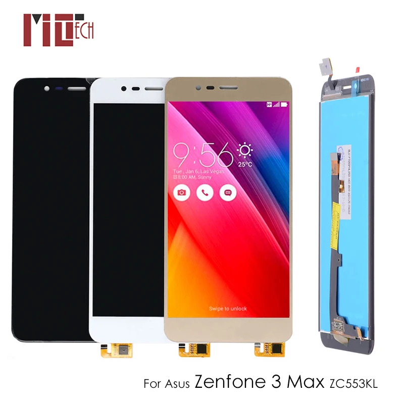 5.5" LCD Display For Asus Zenfone 3 Max ZC553KL Touch Screen Digitizer Replacement Assembly Black White Gold No Frame