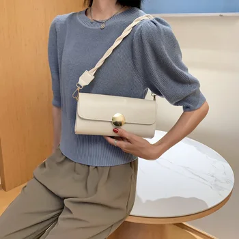 

French Bag For Women 2020 New Fashion Popular Shoulder Underarm Baguette Bag Solid Color Phone Pocket A713