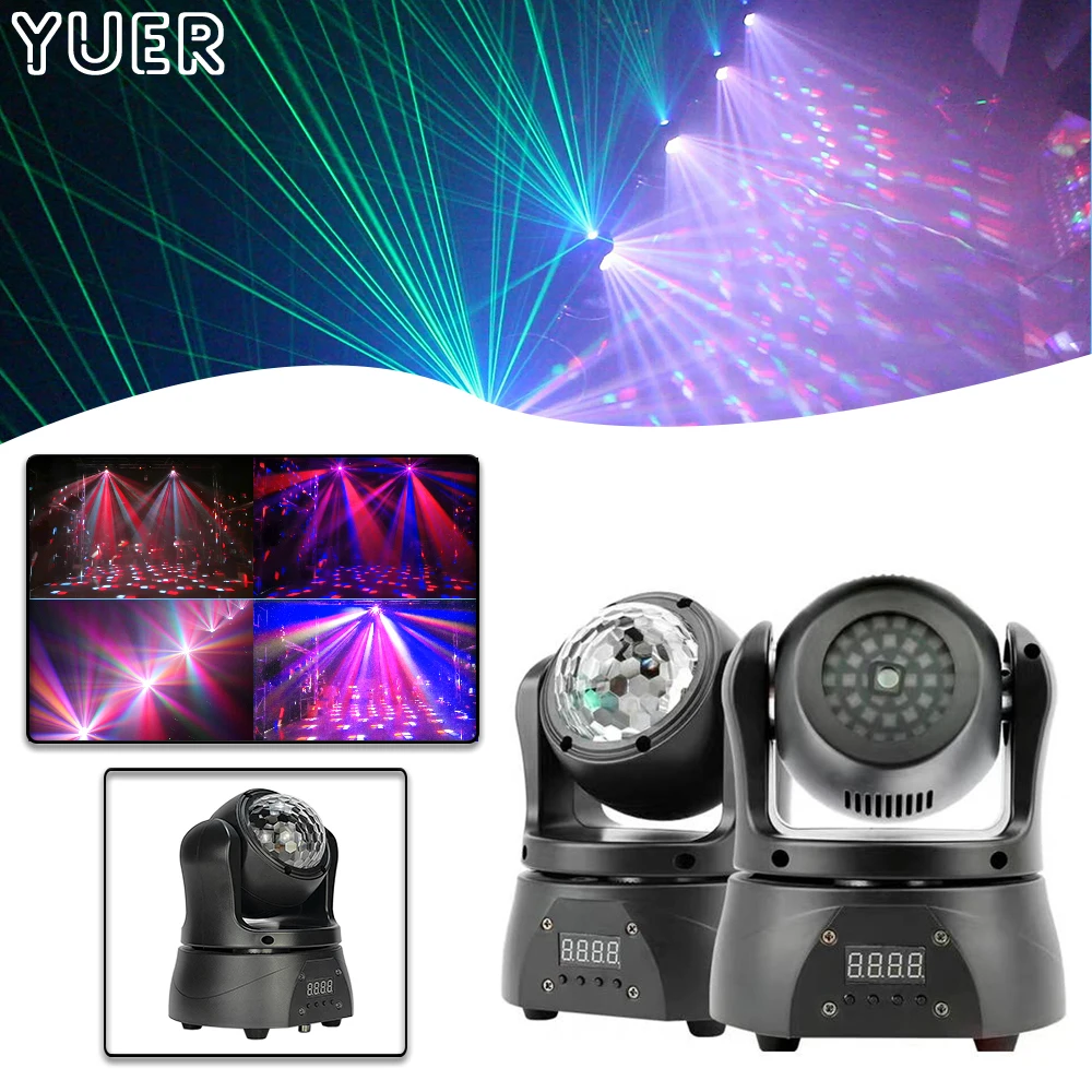 60W LED Pocket Double-Sided Moving Head Light With Magic Ball&Laser DJ Disco Stage Lighting For Home Party Bar Nightclub DMX512