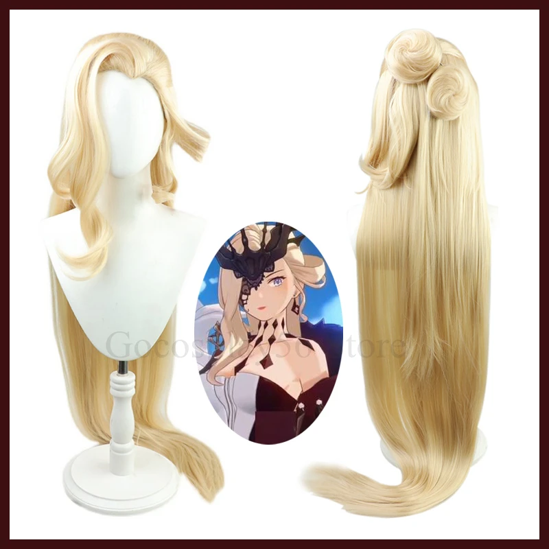 GenshinImpactCosplayLaSignoraWig120cmLongStraightTwoBuns