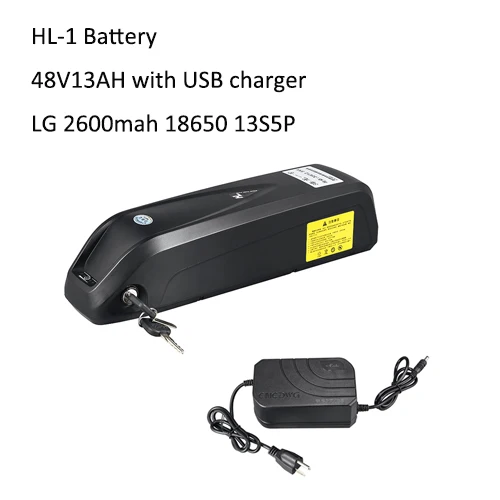 Фара для электровелосипеда в Батарея чехол 48v Батарея 12.5ah 13ah 16ah скутер Батарея 36v 13ah 15ah Хайлун LG 18650 Электрический велосипед Батарея+ Зарядное устройство - Цвет: HL 48V13AH USB