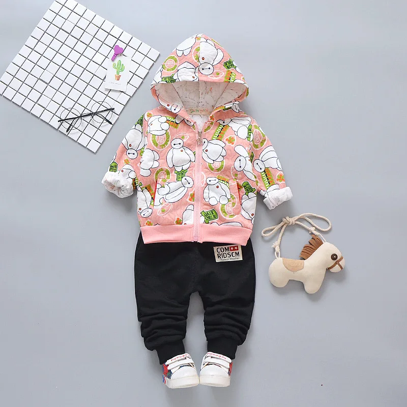 

CHILDREN'S Suit 2018 Autumn Women's Children Korean-style Printed Trousers Zip-up Shirt Two-Piece Set Baby
