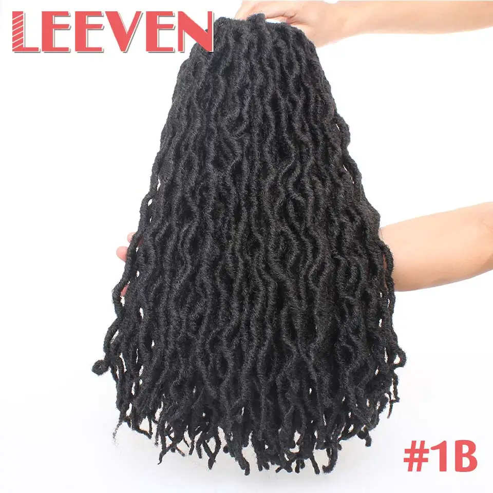 Leeven Nu Faux locs Curly вязаные волосы 20 дюймов синтетические плетеные волосы Омбре крючком косички крючком волосы богини волос - Цвет: # 1B