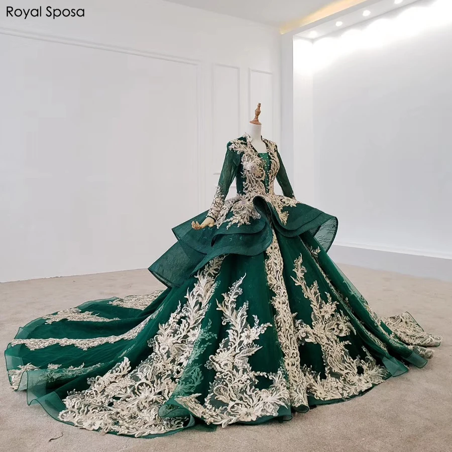 gold and green wedding dress