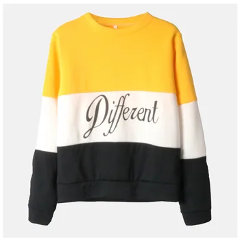 

Wide Striped Women Hoodies With Letters Text Different Hoodie Poleron Mujer 2019 Harajuku Crewneck Sweatshirt Color Block Hoodie