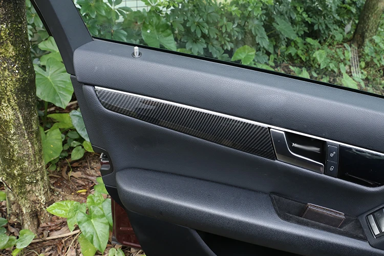Углеродное волокно серебро ABS для Mercedes Benz C Class W204 2008-13 автомобильный аксессуар внутренняя отделка дверей панель Крышка отделка наклейки