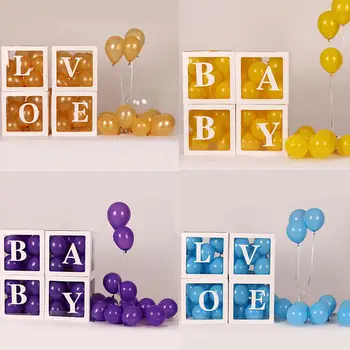 

New 4pcs Birthday Surprise Box Marriage Arrangement Props Transparent Balloon Party Decoration Gift Storage Box
