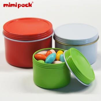 

mimipack Metal Round Shaped Deep Screw Top Lids Tinplate Cans for Wedding Decorations, 24 PCS/LOT