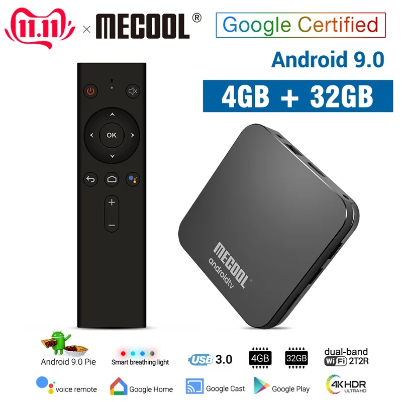 MECOOL KM9 PRO Android 9,0 ТВ Box Amlogic S905X2 4G DDR4 32G Встроенная память 4 K Google Сертифицированный Android 9 ТВ Смарт ТВ коробка голос Управление