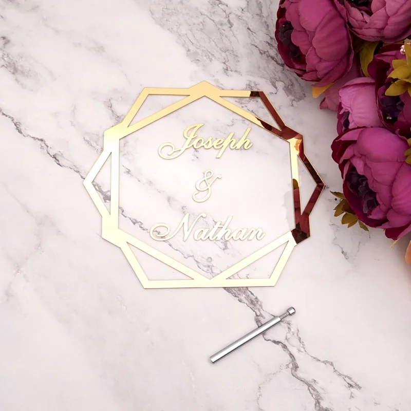 Party Decoration Acrylic Wall Decor Hexagon Acrylic Table Standing Wedding Name Personalized Mirror Frame Acrylic Word Sign Party Decor With Standing Nail