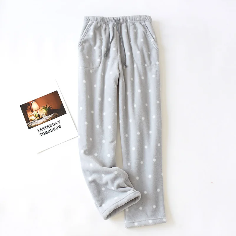 

Pajama Women Sleep Bottoms Ladies Fall and Winter Warm Flannel Trousers Loose Large Size Thick Coral Fleece Home Pajamas