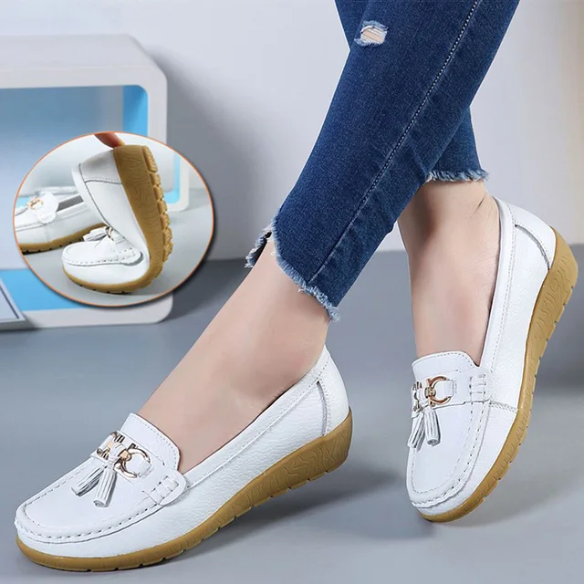 Women Flats Ballet Shoes Cut Out Leather Breathable Moccasins Women Boat Shoes Ballerina Ladies Casual Shoes 1
