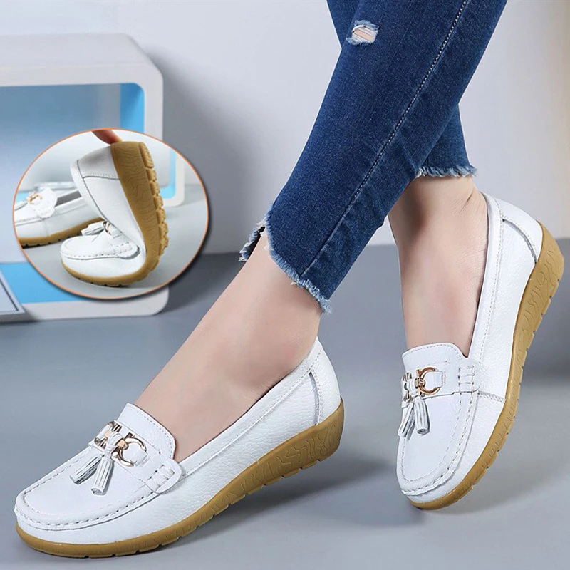 Zapatos Ballet planos para mujer, mocasines transpirables de cuero recortado, náuticos de bailarina, zapatos casuales para mujer| Zapatos planos mujer| AliExpress