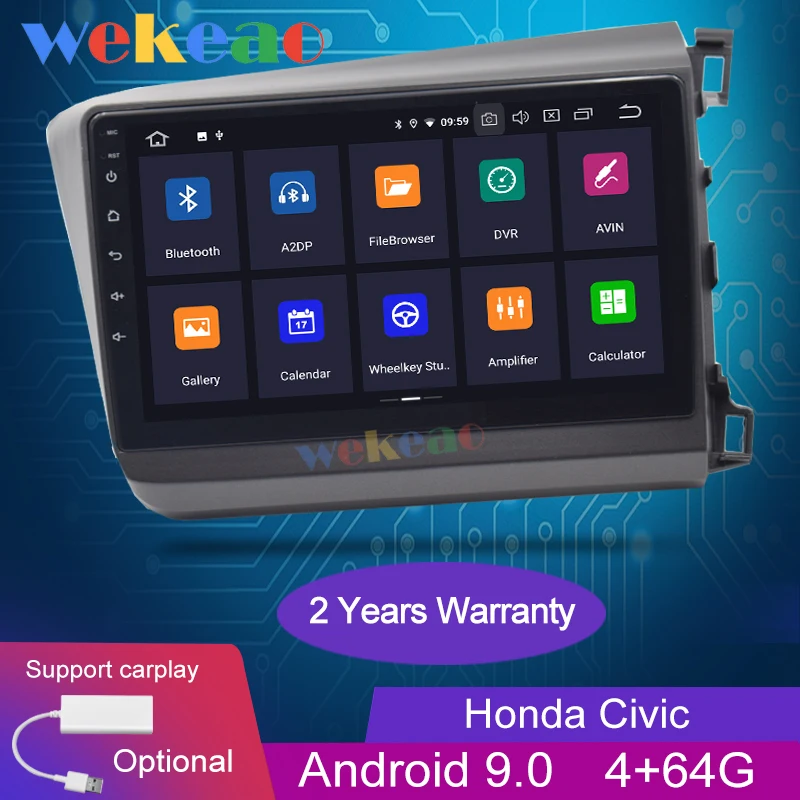 Wekeao сенсорный экран 9 'Ƈ Din Android 0 автомобильное радио для Honda Civic автомобильный