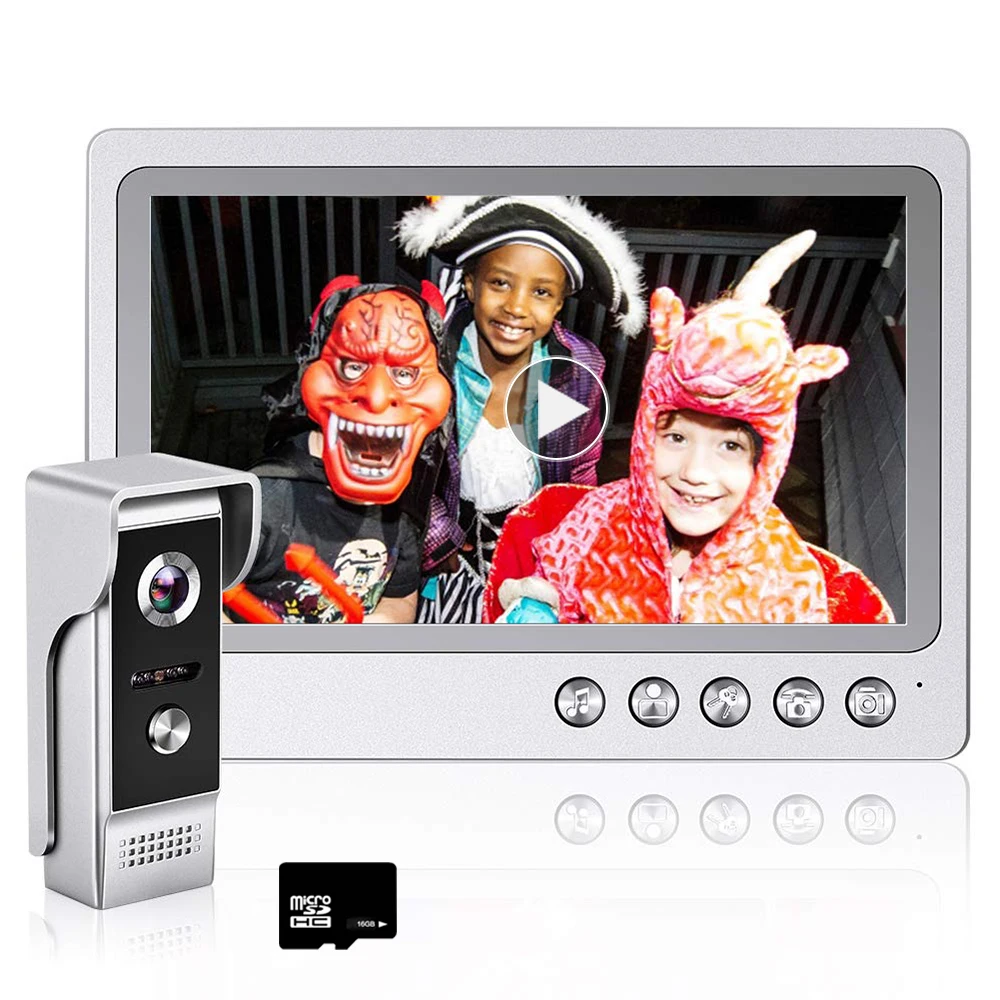 V90Sm-M4 and16G card Видеодомофон система 9 дюймов монитор Запись дверной звонок с камерой, металлическая ИК камера ночного видения панель вызова для виллы - Color: V90Sm-M4 and16G card