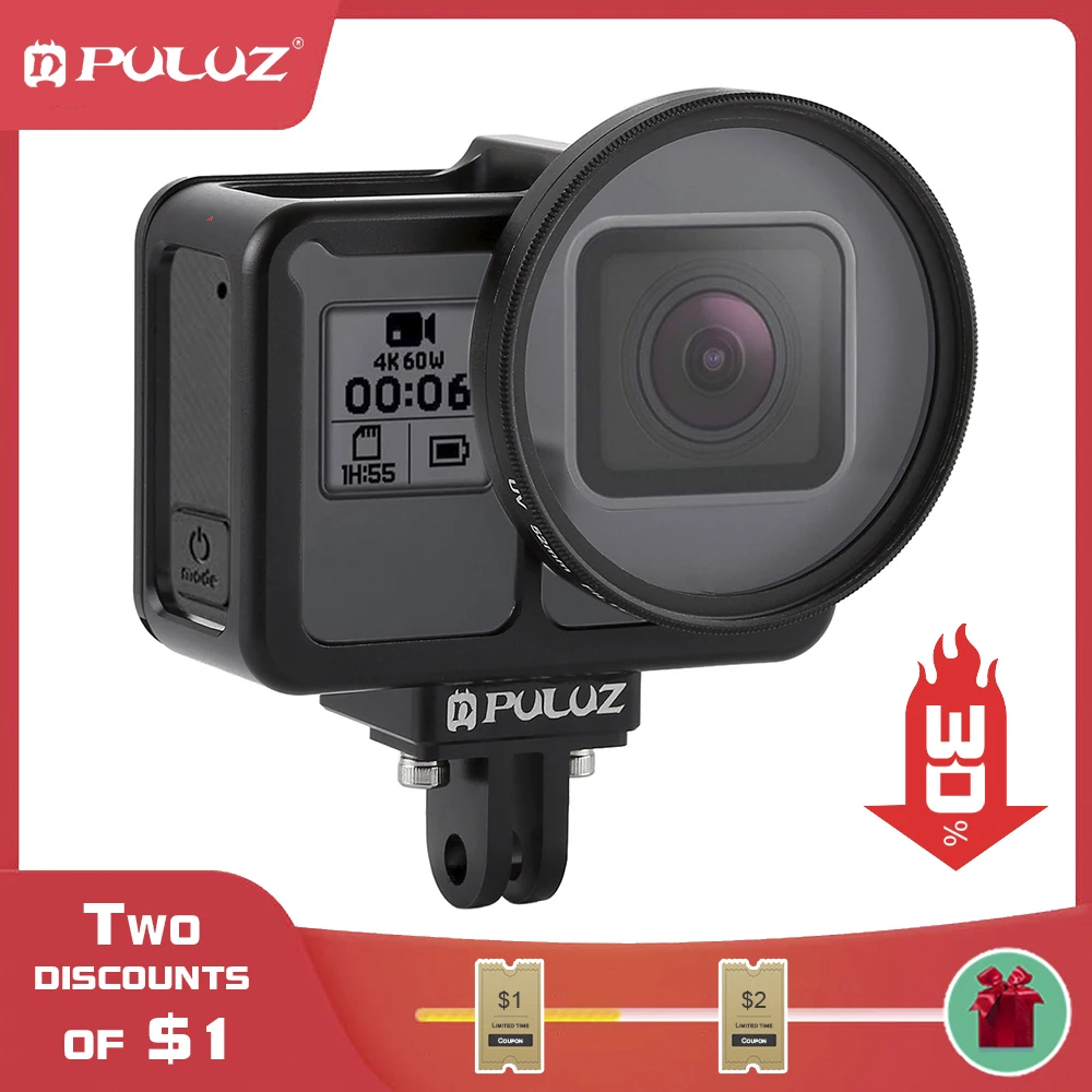 PULUZ Gopro 7 черные аксессуары металлический корпус из алюминиевого сплава аксессуары для экшн-камеры рамка Корпус аксессуары Camaras Deportivas