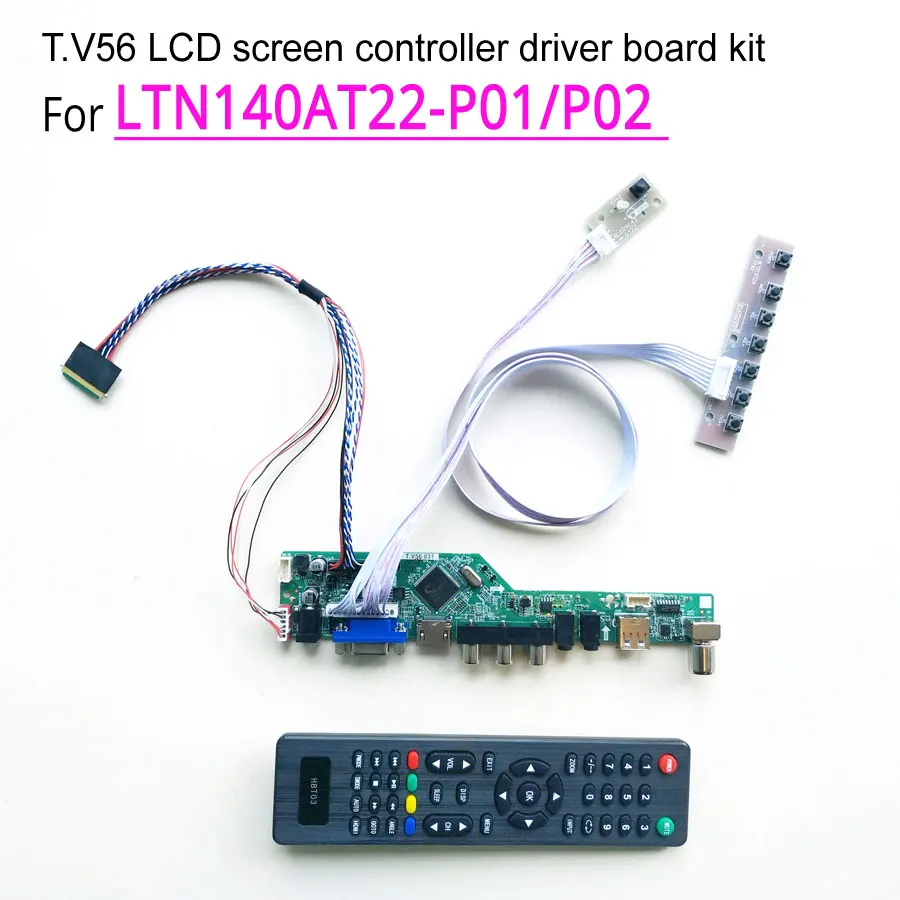 Для LTN140AT22-P01/P02 ноутбук ПК LVDS 40Pin WLED 1" VGA+ HDMI+ AV+ USB+ RF T. V56 экран контроллер привод плата 1366*768 DIY kit
