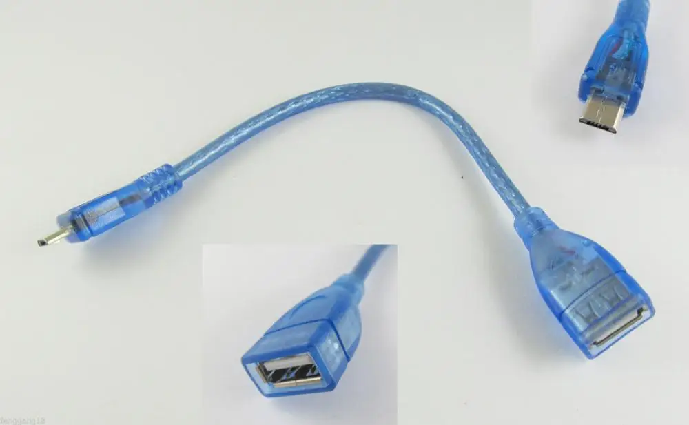 10pcs Blue Micro 5 Pin USB B Male Plug to 2.0 A Female Host OTG Data Adapter Cable 20cm | Компьютеры и офис