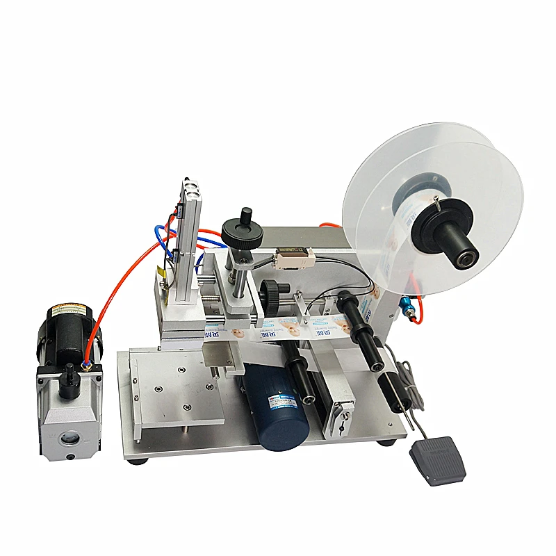  LT-60 Semi Automatic Pneumatic Flat Labeling Machine Medicine Drugs Bottle Labeling Device with Vac