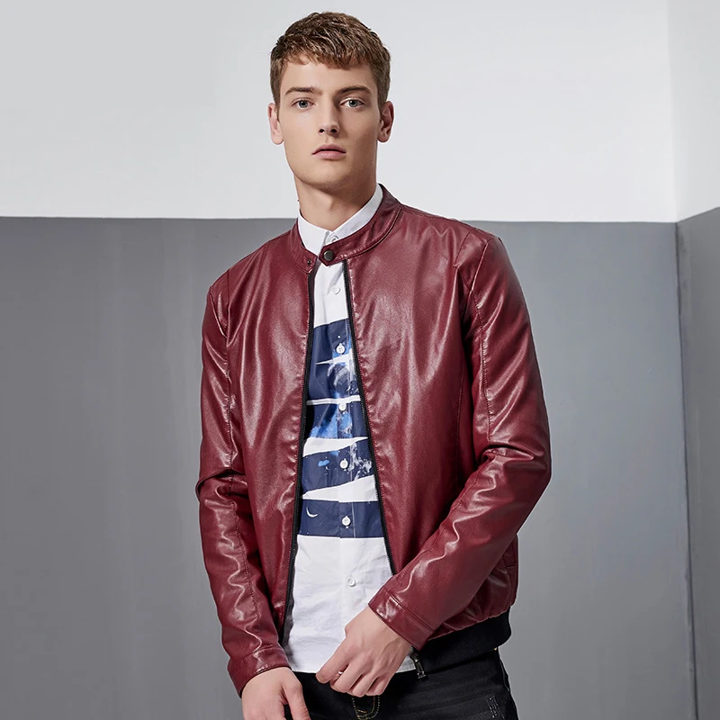 

Men Spring Autumn Collar Leather Jacket PU Simulation Lather Coat Young Leather Clothing Men's Motorcycle Jacket Men Clothing