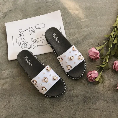 white 04 flats Милые тапочки с камелией; летние шлепанцы на плоской подошве с цветами для студентов; 5 стилей; удобные женские босоножки на небольшой танкетке; обувь 5 см - Цвет: white 04 flats