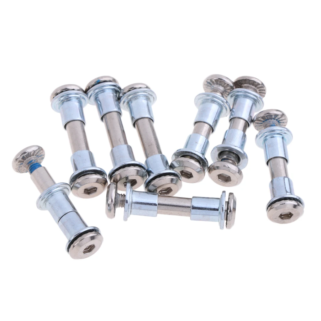 8pcs Professional Premium Inline Roller Skate Replacement Screws with Spacers Axle Bolt Nut Nail High Strength Silver Accessory