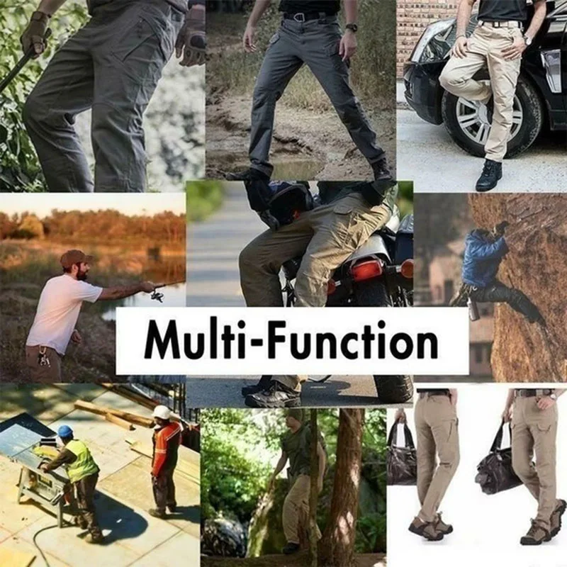 2024 Men's Tactical Casual Pants Thin Breathable Summer Casual Long Trouser Male Slim Waterproof Quick Dry Pocket Cargo Pants 3