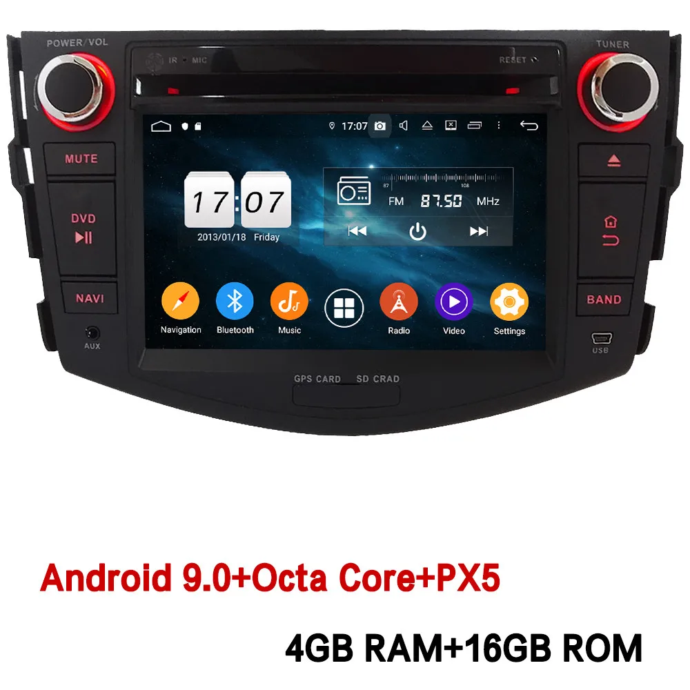 Klyde 4G WIFI Android 9 Octa Core 4GB RAM 64GB ROM DSP BT Car DVD Multimedia Player Radio GPS Glonass For Toyota RAV4 2006-2012 - Цвет: 4GB RAM x 16GB ROM