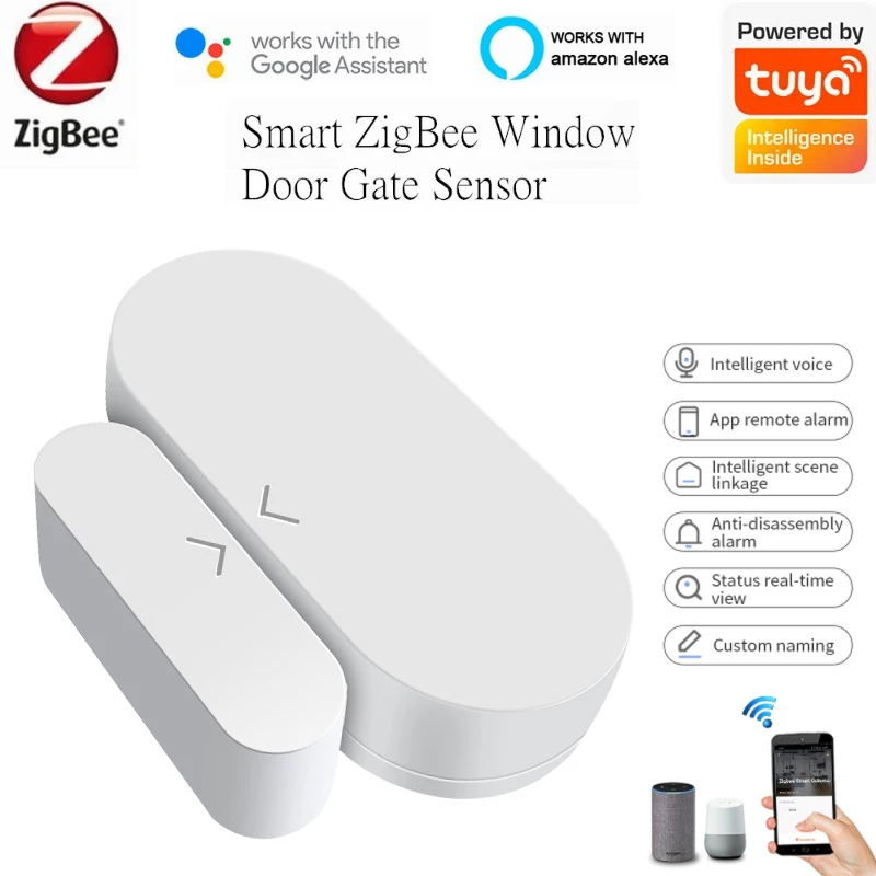 Датчик двери окна Zigbee беспроводное подключение умный мини-датчик работа с Alexa Google